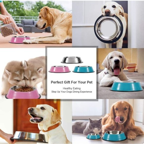 LEACOOLKEY Stainless Steel 2 Pack Dog/Cat Bowls New With Tags  Sz. Sall - Picture 6 of 16
